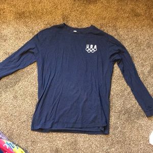 Men’s long sleeve navy blue USA t-shirt